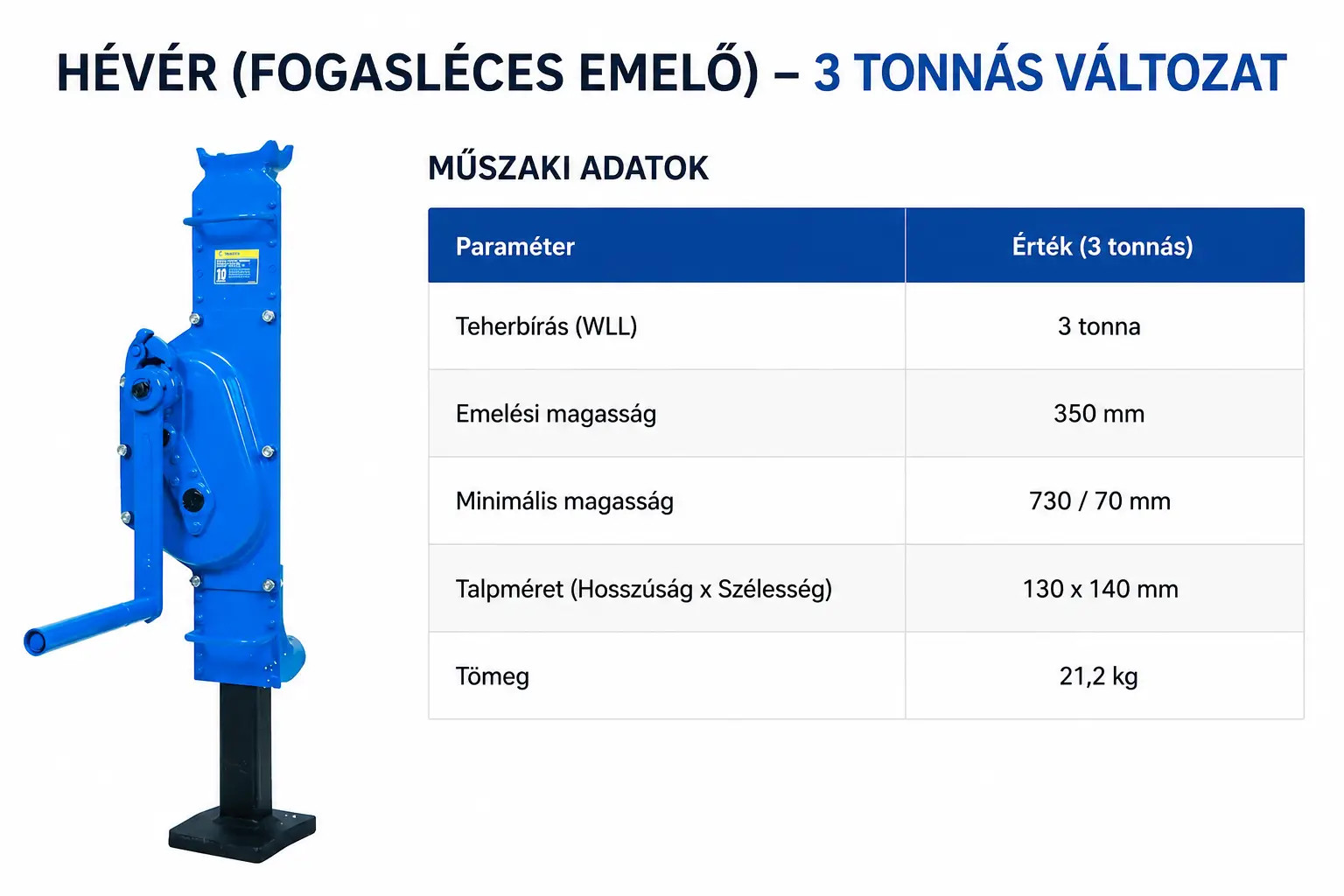 Hévér 3t műszaki adatok