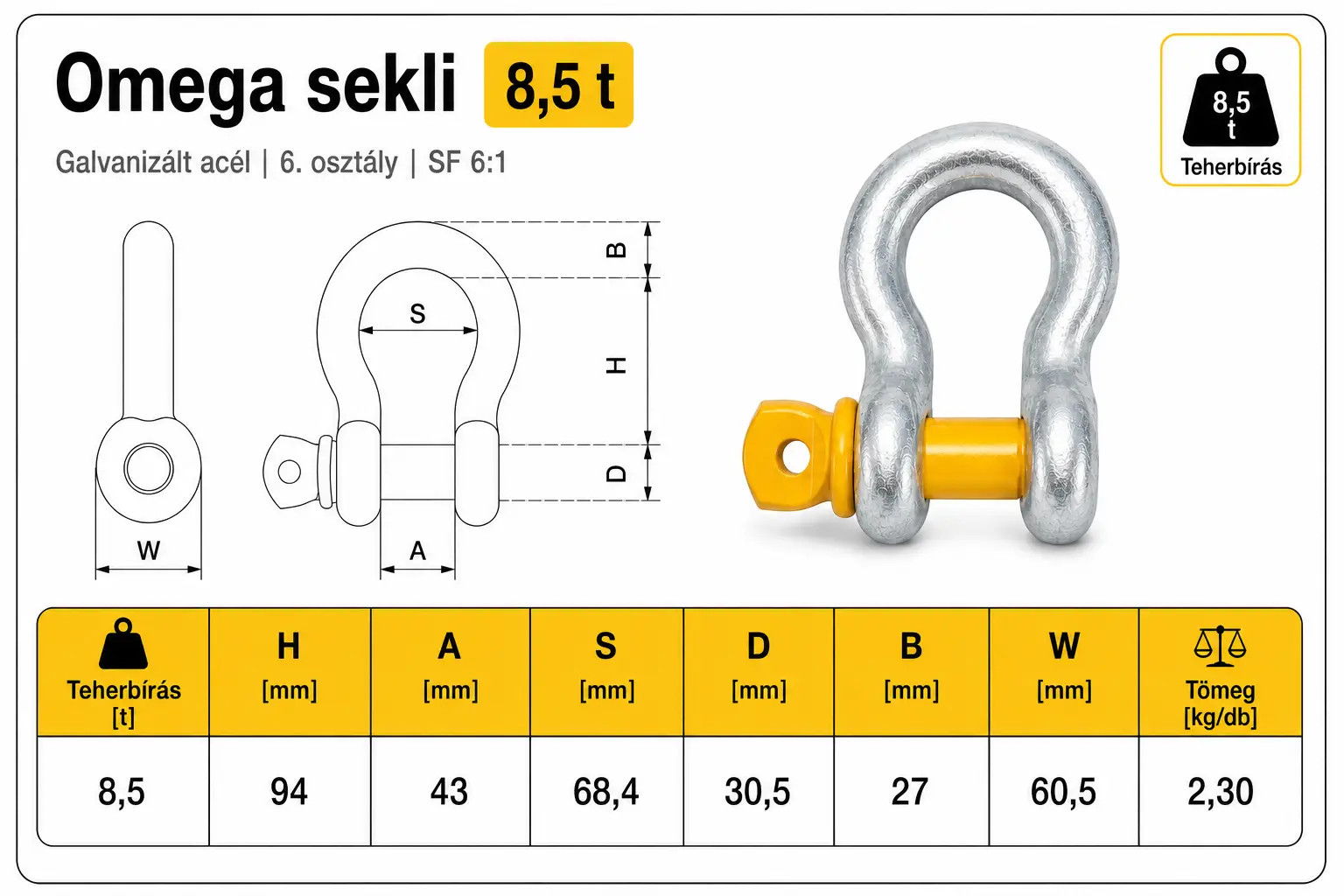 omega sekli 8,5t méretei