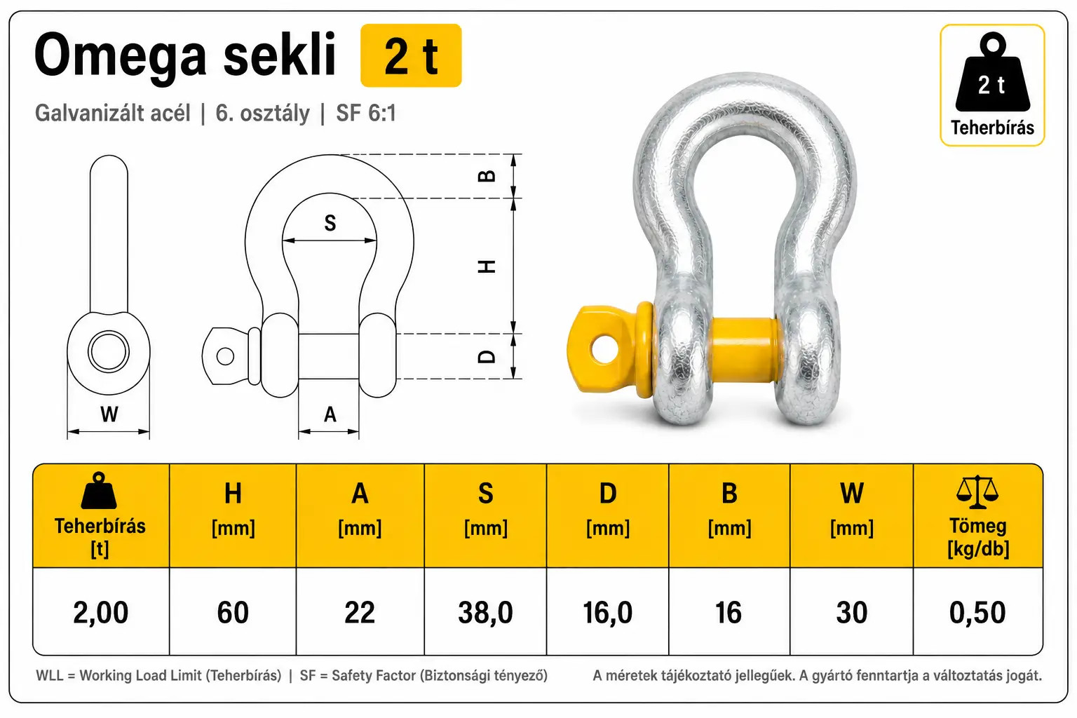 omega sekli 2t méretei